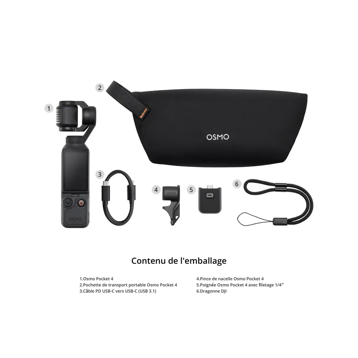 Osmo Pocket 4  — 4K/240fps · Stabilisateur 3 Axes · Capteur CMOS 1